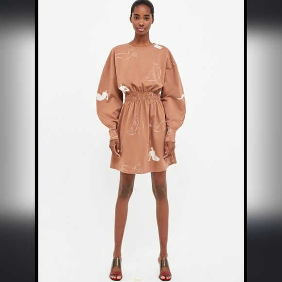 Zara Dresses & Skirts - Zara Exclusive balloon sleeve art dress S